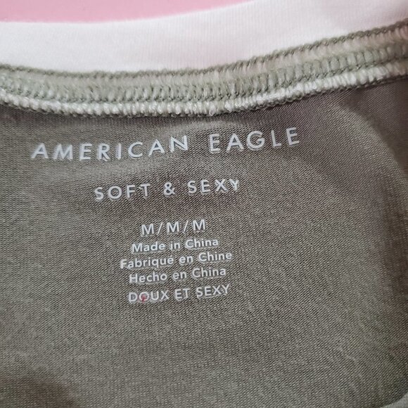 🌼 American Eagle Green White Soft and Sexy Short Sleeve Shirt 🌼 - Picture 2 of 4